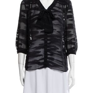 Mulberry Black Sheer Bow Blouse